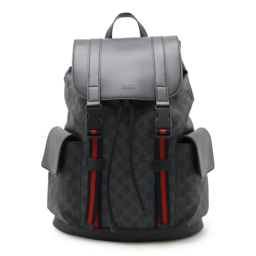 Gucci GG Supreme Sherry Backpack leather Black red Navy Blue
